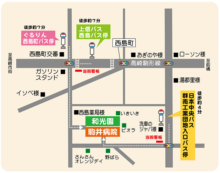 駒井病院バス停からの地図